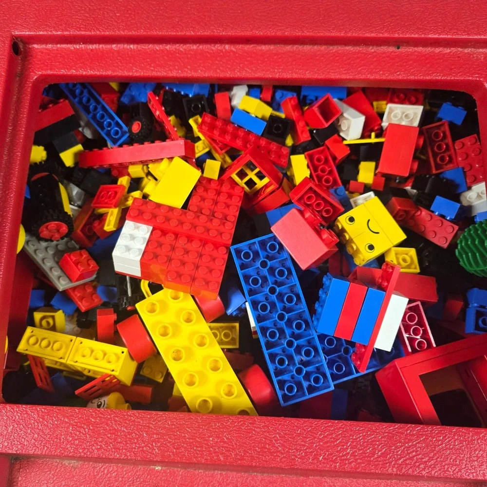Vintage Red LEGO Carry Case Storage Box‎ with Assorted Building Blocks Bricks